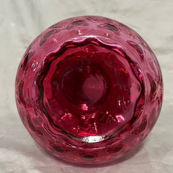 Vintage Fenton Cranberry Glass Pitcher Dot Optic Cranberry 20 Oz Pitcher Ruffled - Picture 7 of 7